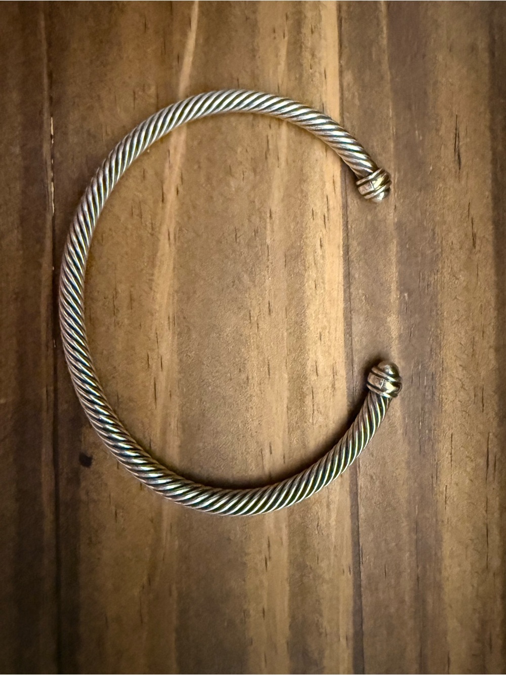 David Yurman Silver Cable Open Cuff Bracelet - Picture 5 of 5